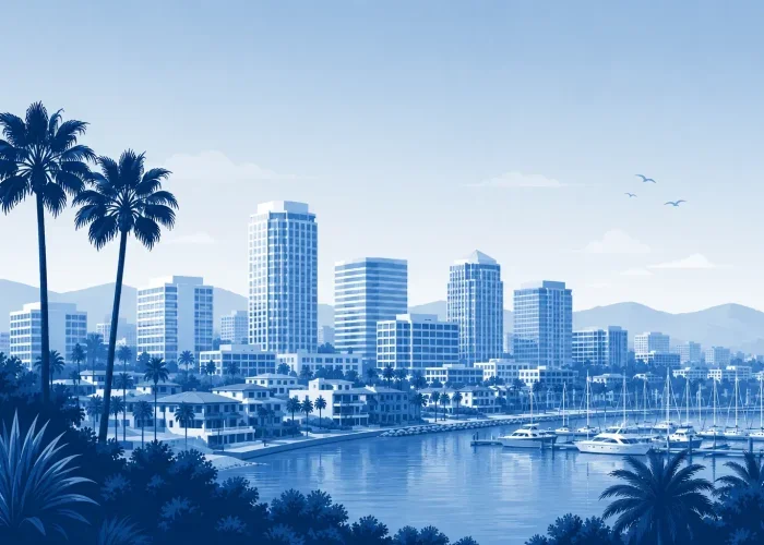 Orange County California skyline and coastal communities served by The Law Offices of Glew & Kim criminal defense attorneys